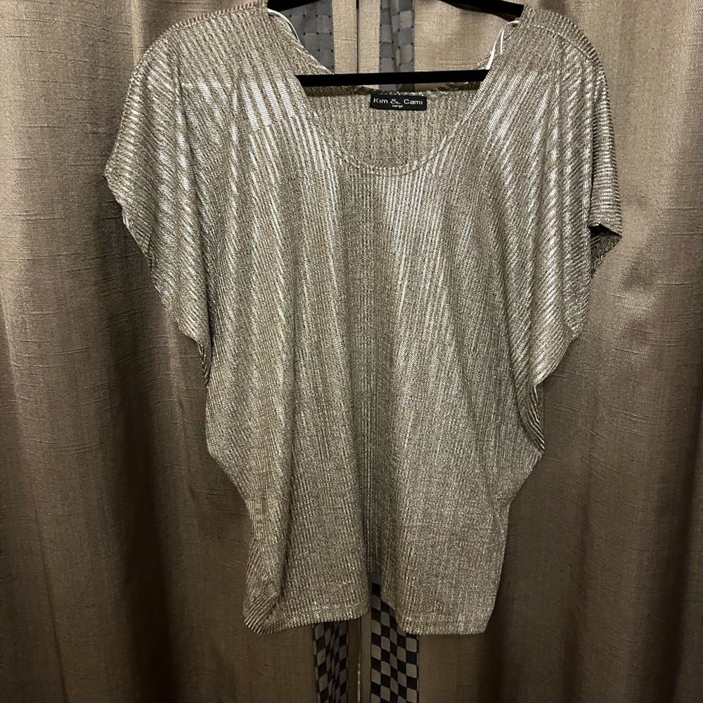 Kim & Cami silver/gold blouse.  Size large